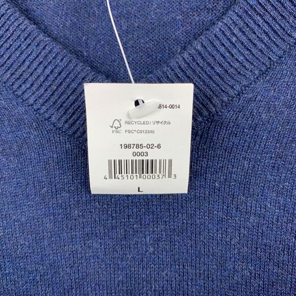 Gap Mens Sweater Large Blue White Striped V-Neck Long Sleeve 100% Cotton Preppy - Picture 3 of 7